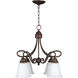 Cordova 4 Light 21 inch Old Bronze Down Chandelier Ceiling Light in White Frosted Glass, Jeremiah