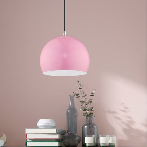 Allison 1 Light 10 inch Shiny Pink Mini Pendant Ceiling Light