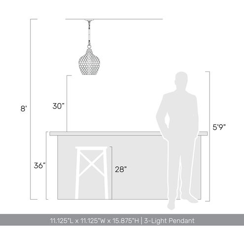 Adeline 3 Light 11.13 inch Matte Black Pendant Ceiling Light