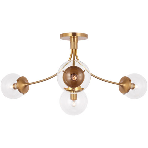 kate spade new york Prescott LED 28.25 inch Soft Brass Semi-Flush Mount Ceiling Light in Clear Glass, Large