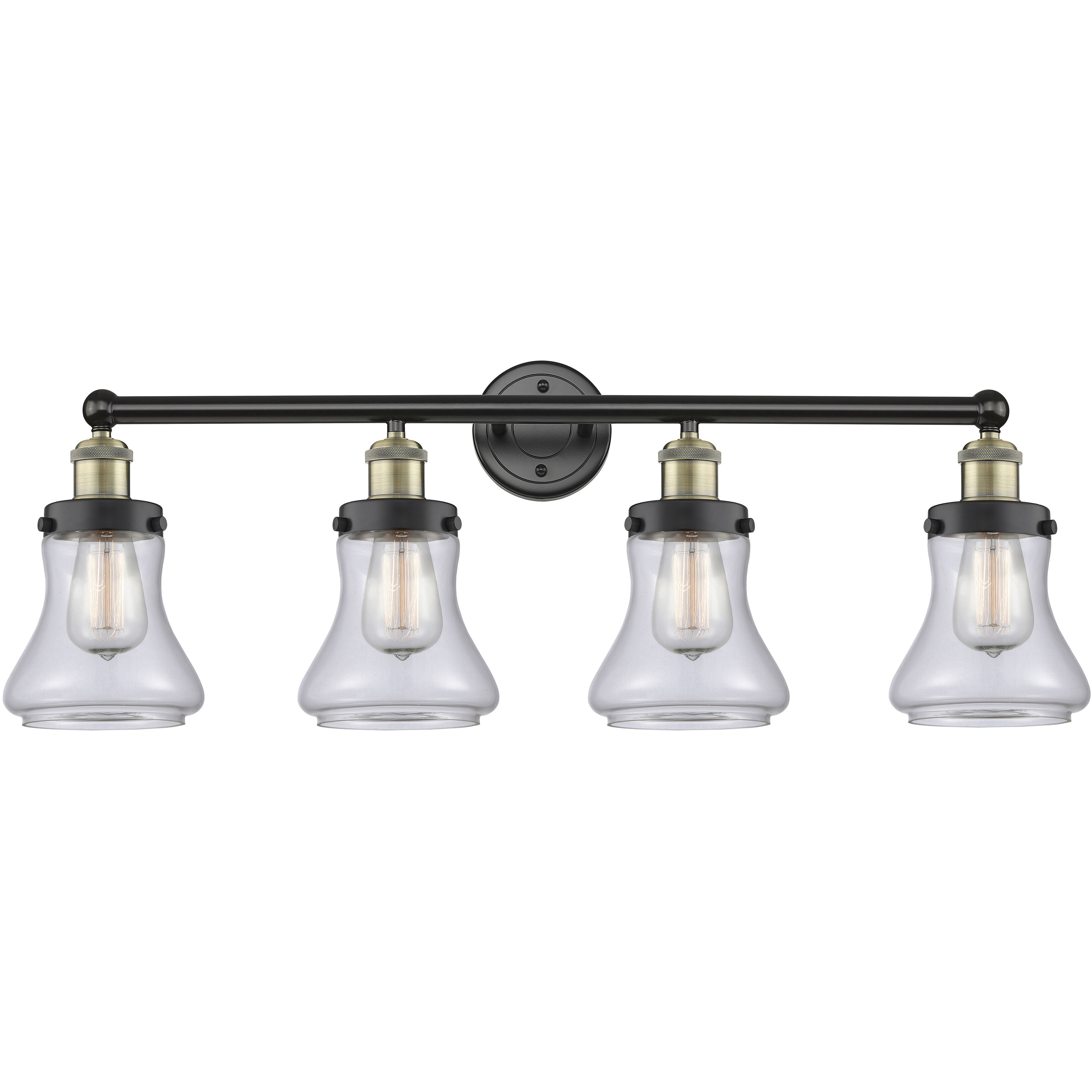 Bellmont 4 Light 33.5 inch Black Antique Brass Bath Vanity Light Wall Light in Clear Glass