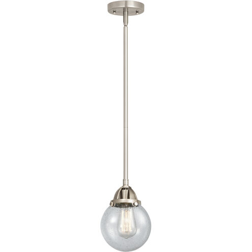 Nouveau 2 Beacon 1 Light 6 inch Brushed Satin Nickel Mini Pendant Ceiling Light in Incandescent, Seedy