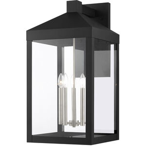 Nyack 5 Light 29 inch Black with Brushed Nickel Cluster Outdoor Wall Lantern
