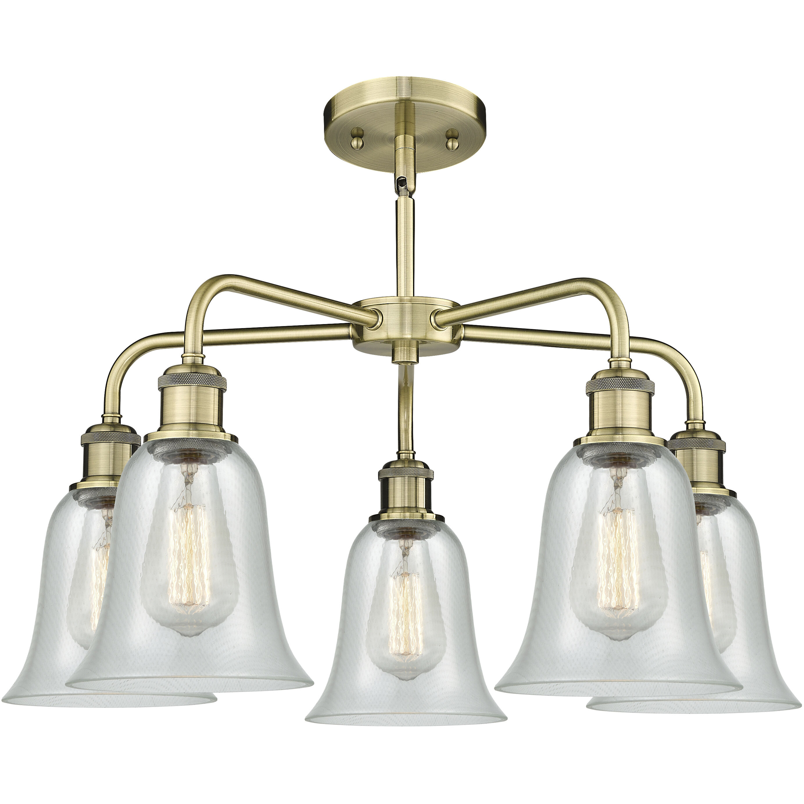 Hanover 5 Light 24.25 inch Antique Brass Chandelier Ceiling Light in Fishnet