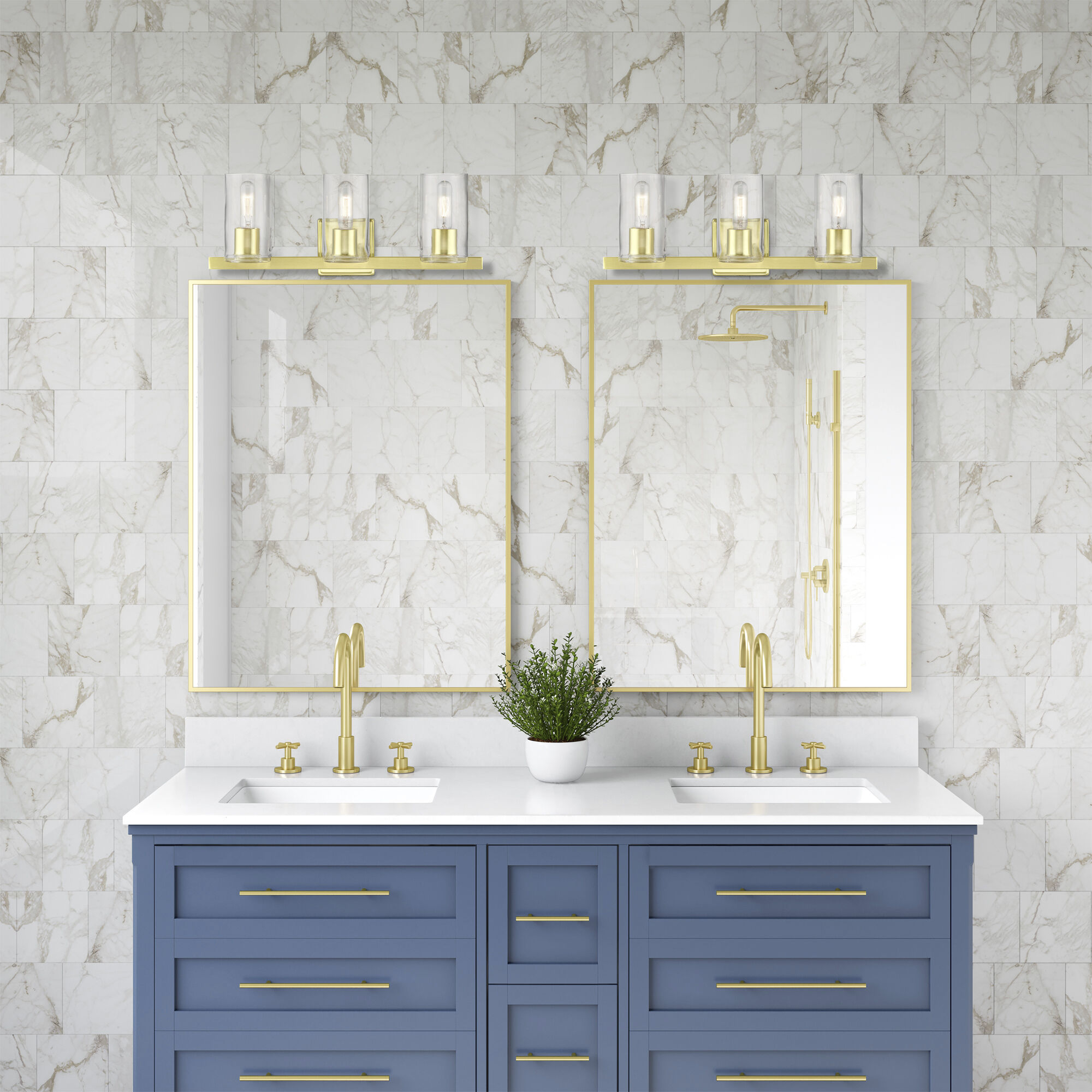 Clarion 3 Light 23 inch Satin Brass Vanity Sconce Wall Light