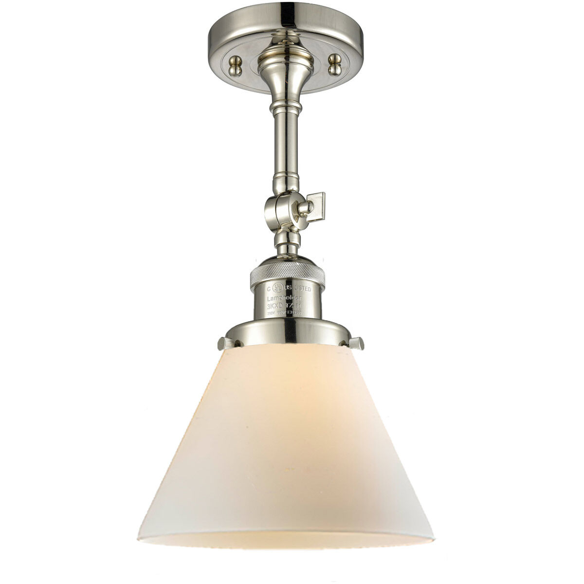 Franklin Restoration Large Cone 1 Light 8 inch Polished Nickel Sconce Wall Light in Matte White Glass, Franklin Restoration