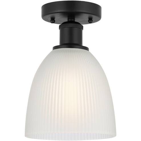 Edison Castile 1 Light 6 inch Matte Black Semi-Flush Mount Ceiling Light in White