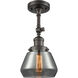 Franklin Restoration Fulton LED 7 inch Oil Rubbed Bronze Semi-Flush Mount Ceiling Light in Plated Smoke Glass, Franklin Restoration