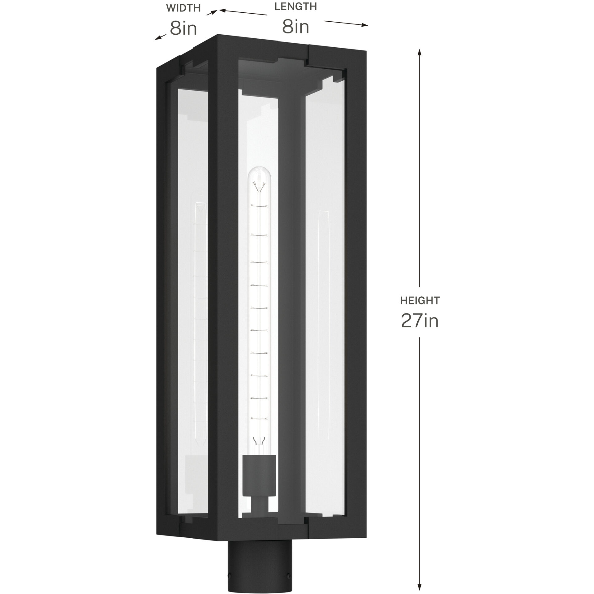 Calen 1 Light 27 inch Textured Black Outdoor Post Lantern
