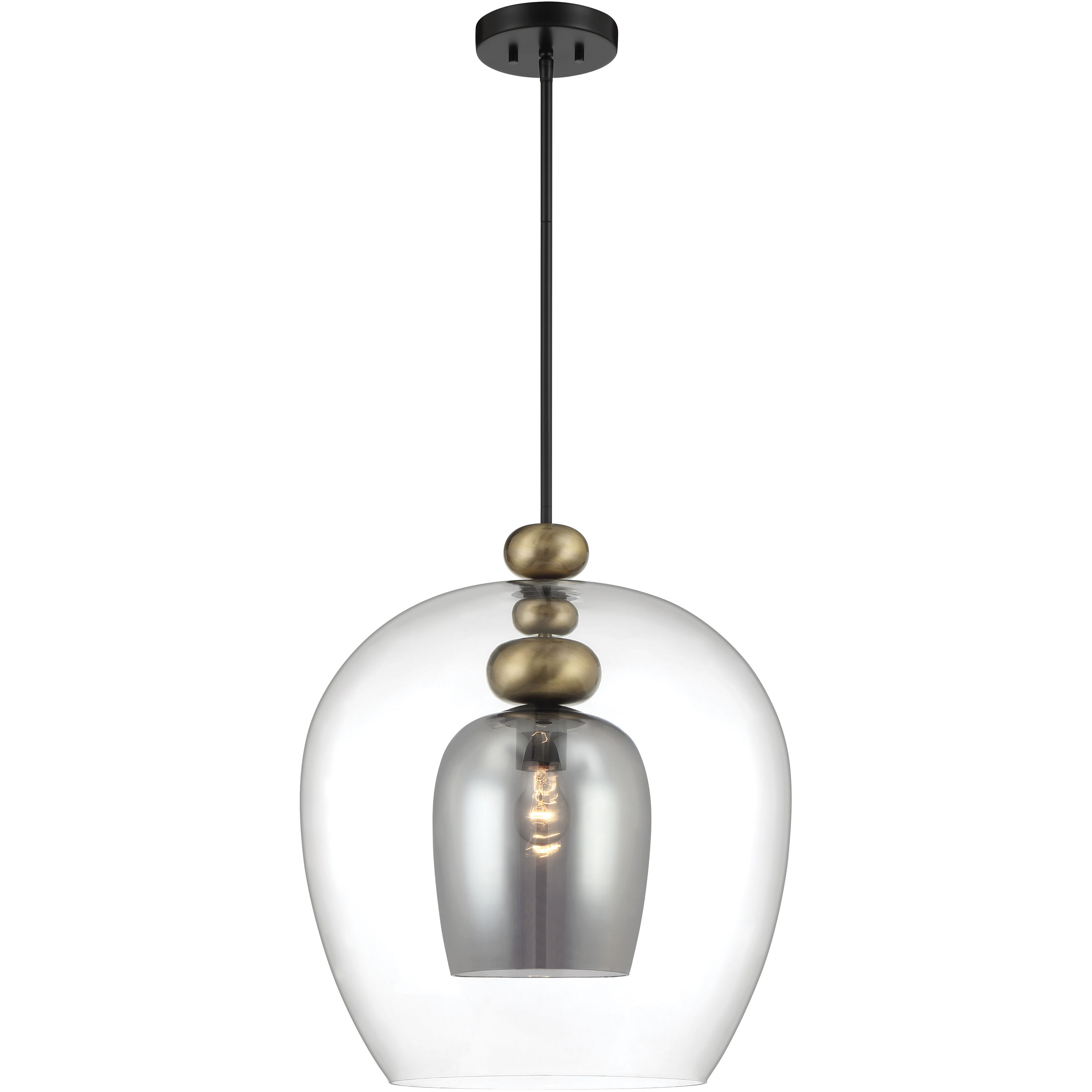 Amesbury 1 Light 19.75 inch Coal and Oxidized Aged Brass Pendant Ceiling Light