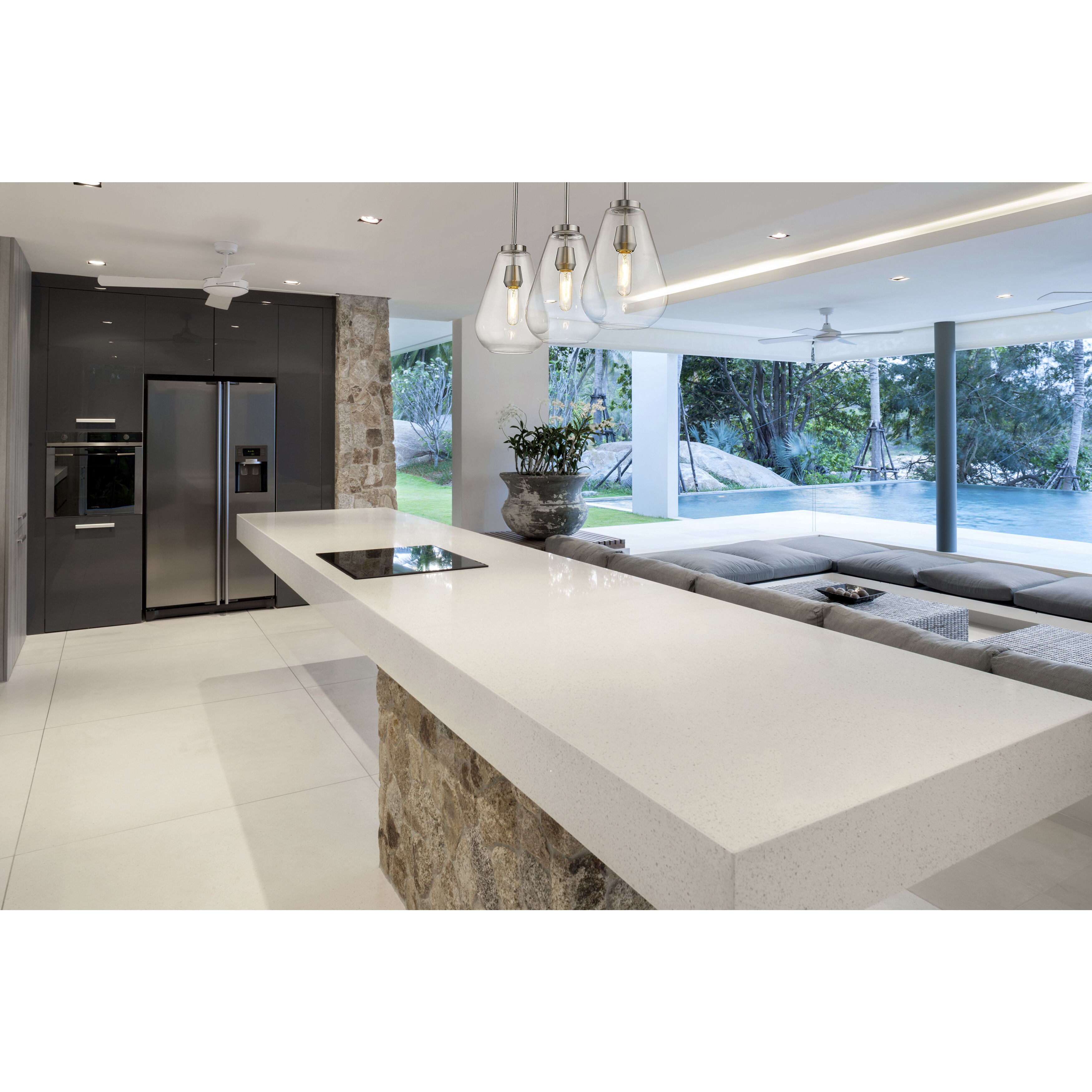 Ayra 3 Light 36 inch Brushed Nickel Linear Chandelier Ceiling Light