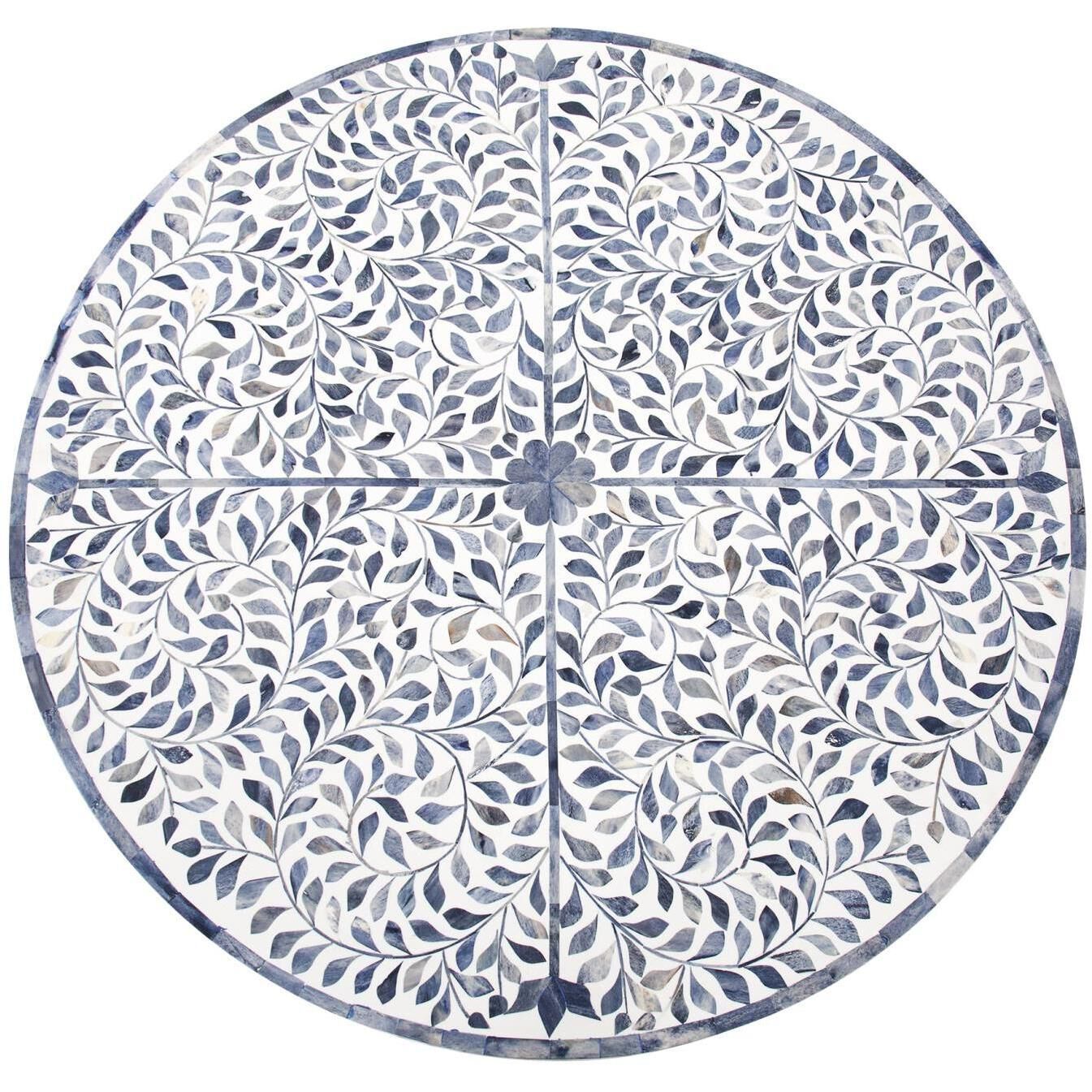 Flora White and Blue with Black Bistro Table