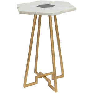 Flower 24 X 18 inch White and Gold Accent Table