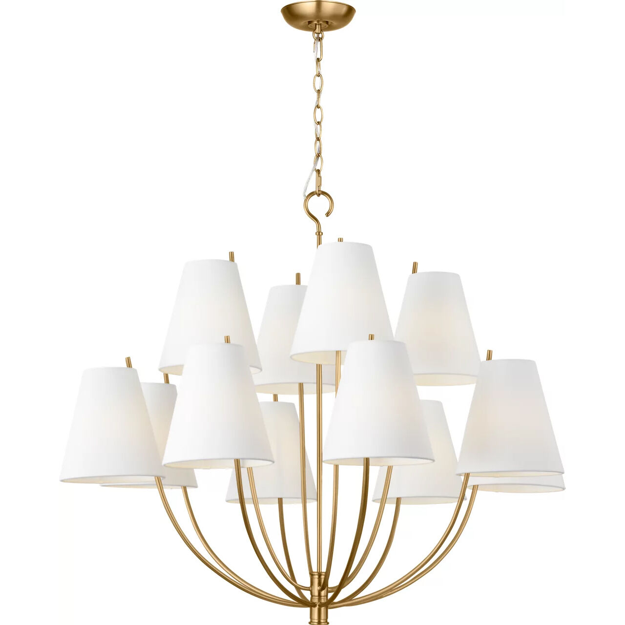 C&M by Chapman & Myers Marina 12 Light 40 inch Burnished Brass Chandelier Ceiling Light