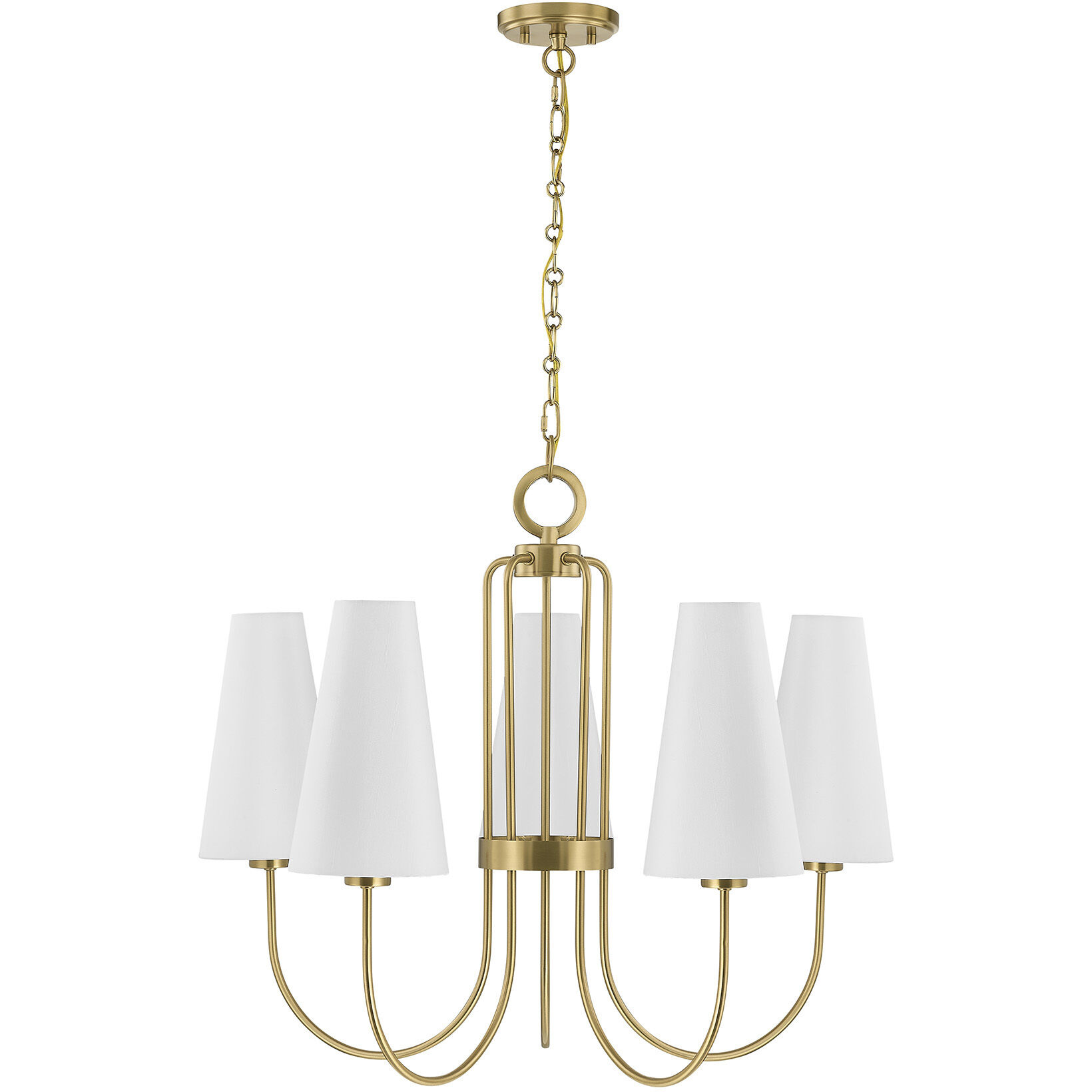 Wilkes 5 Light 30 inch Warm Brass Chandelier Ceiling Light