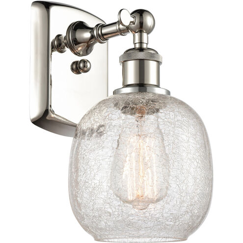 Ballston Belfast LED 6 inch Polished Nickel Sconce Wall Light in Clear Crackle Glass, Ballston