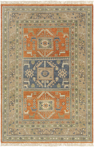 Isparta 108 X 72 inch Burnt Orange Rug in 6 X 9, Rectangle