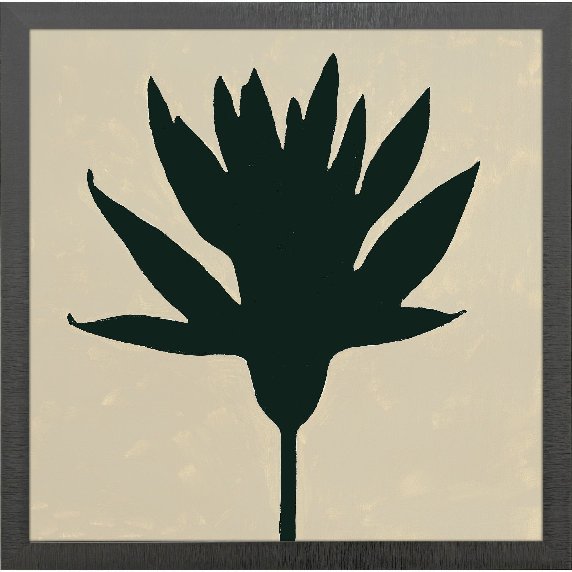 Floral Silhouettes Black and Beige Framed Art