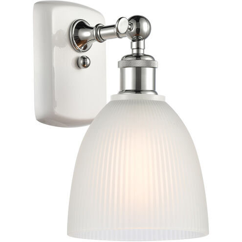 Ballston Castile LED 6 inch White and Polished Chrome Sconce Wall Light in White Glass, Ballston