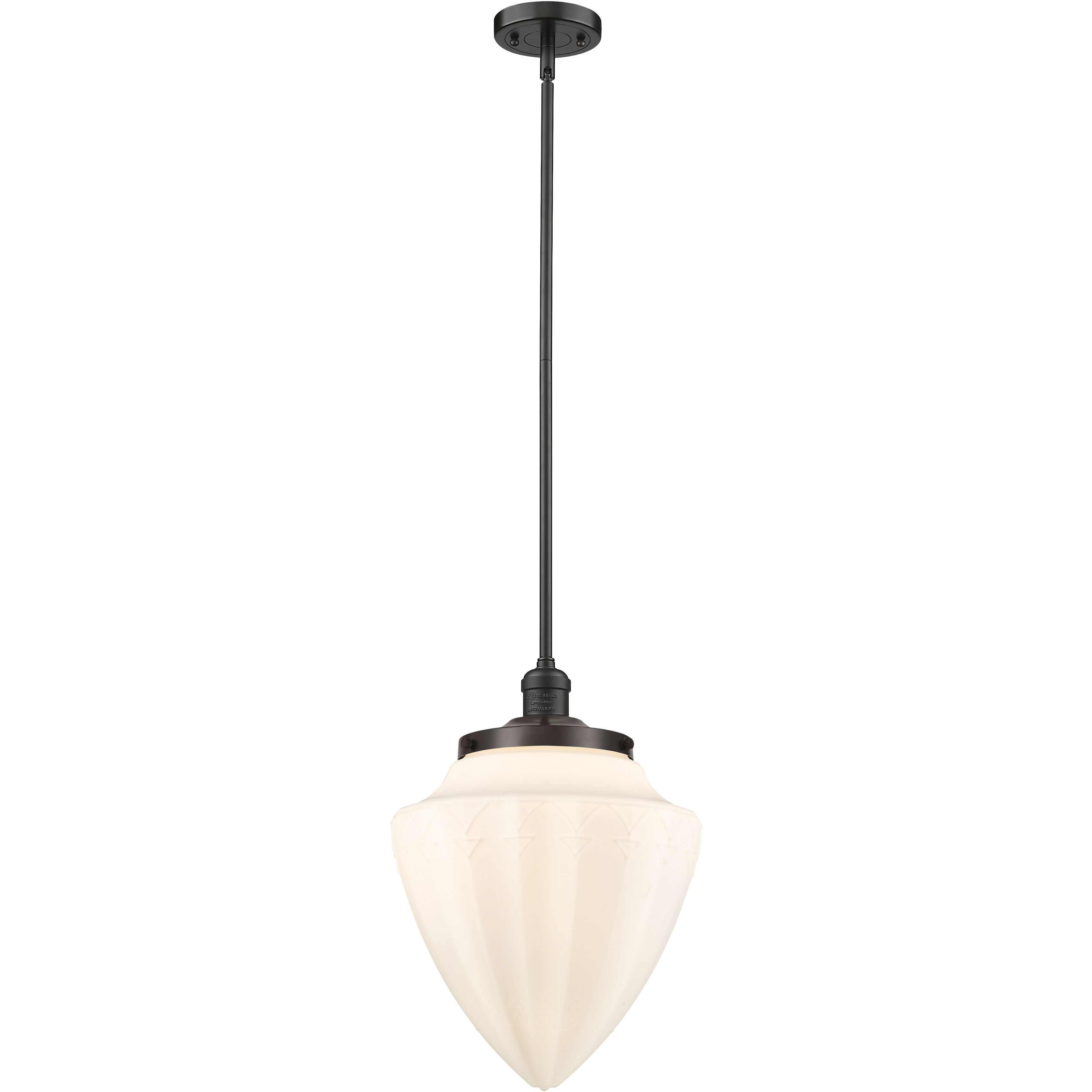Franklin Restoration Bullet LED 12 inch Oil Rubbed Bronze Mini Pendant Ceiling Light in Matte White