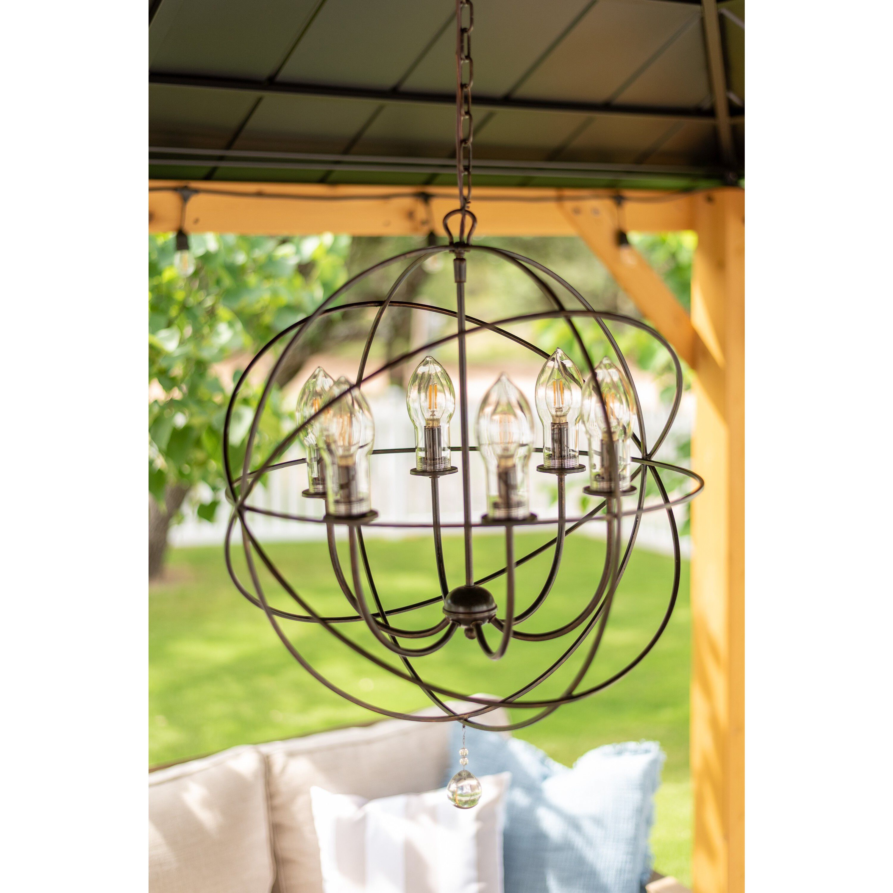 Solaris 6 Light 22.5 inch English Bronze Outdoor Chandelier
