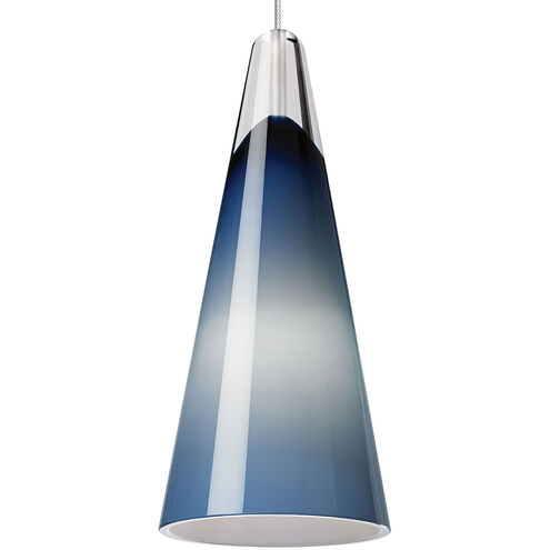 Sean Lavin Selina 1 Light 12 Satin Nickel Low-Voltage Pendant Ceiling Light in Halogen, FreeJack, Steel Blue Glass