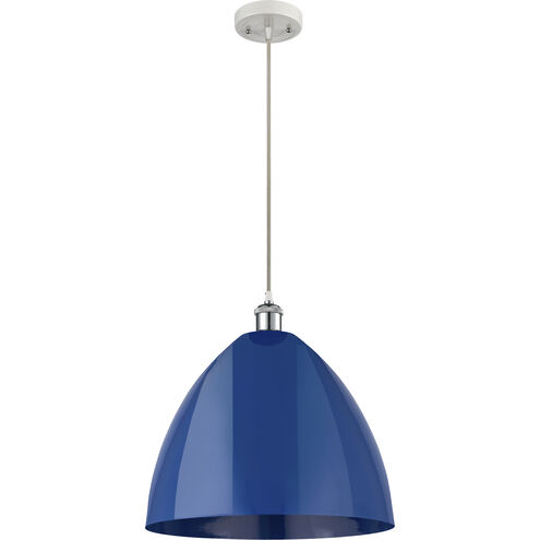 Ballston Plymouth Dome 1 Light 16 inch White and Polished Chrome Mini Pendant Ceiling Light in Matte Blue