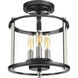 Squire 3 Light 10 inch Matte Black Outdoor Semi-Flush Convertible in Black and Stainless Steel