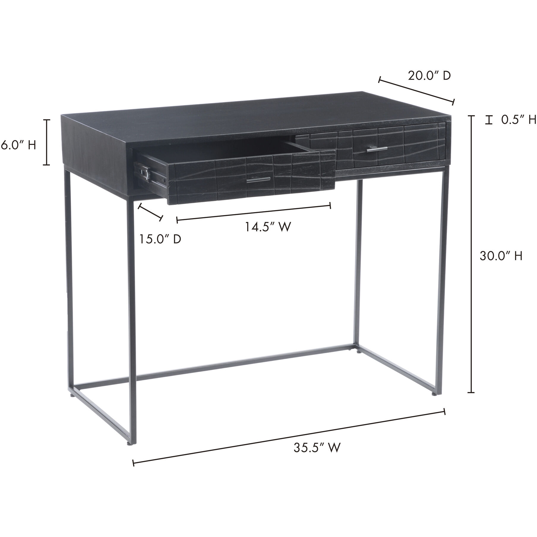 Atelier 36 X 20 inch Black Desk