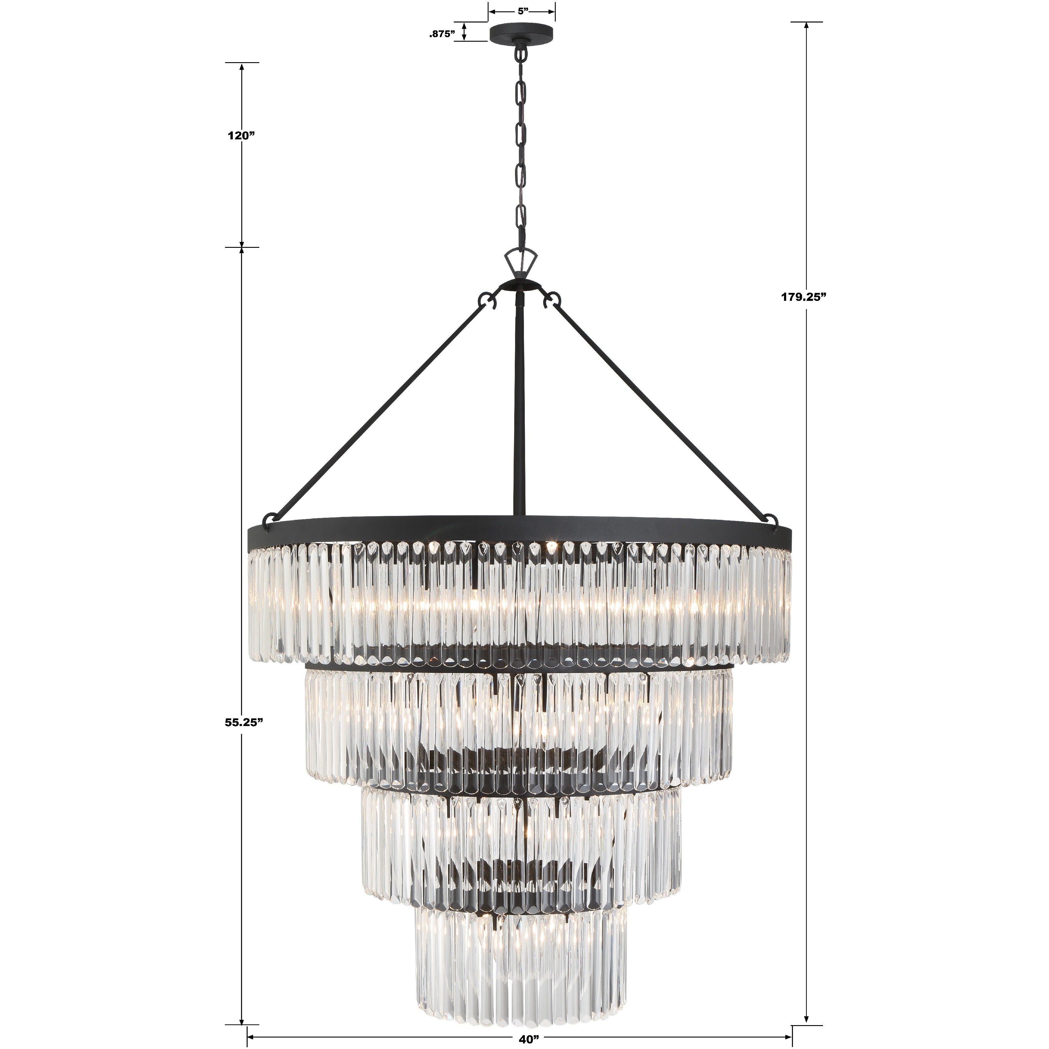 Emory 22 Light 40 inch Black Forged Chandelier Ceiling Light