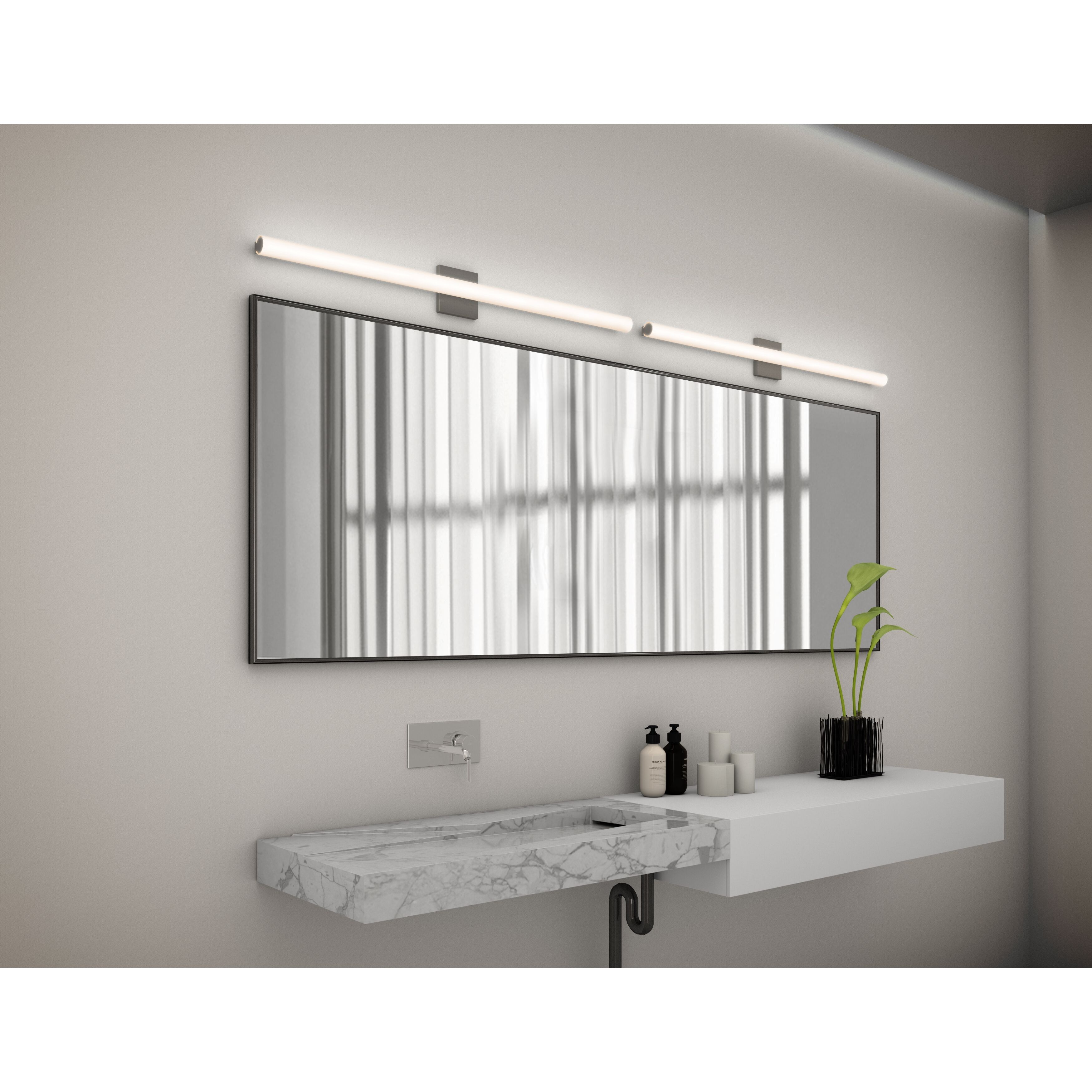 Tubo Slim LED 40 inch Satin Nickel Bath Bar Wall Light with Flat Trim