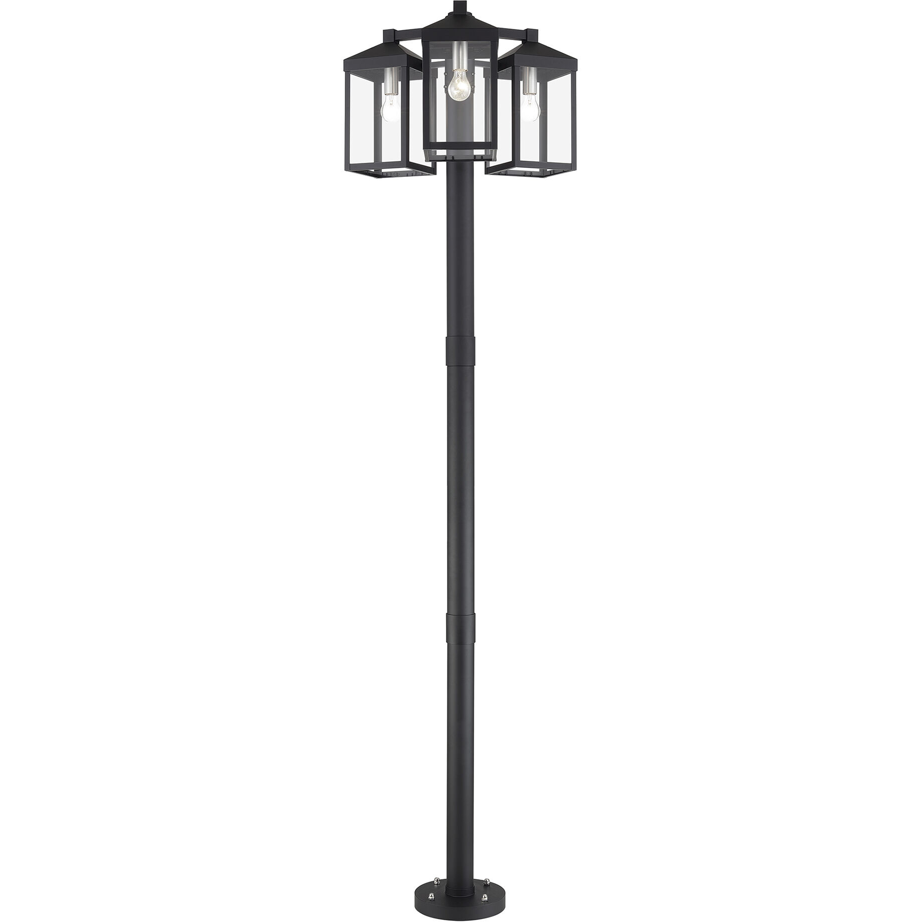 Nyack 3 Light 96.25 inch Black with Brushed Nickel Accents Outdoor 3 Head Post Light