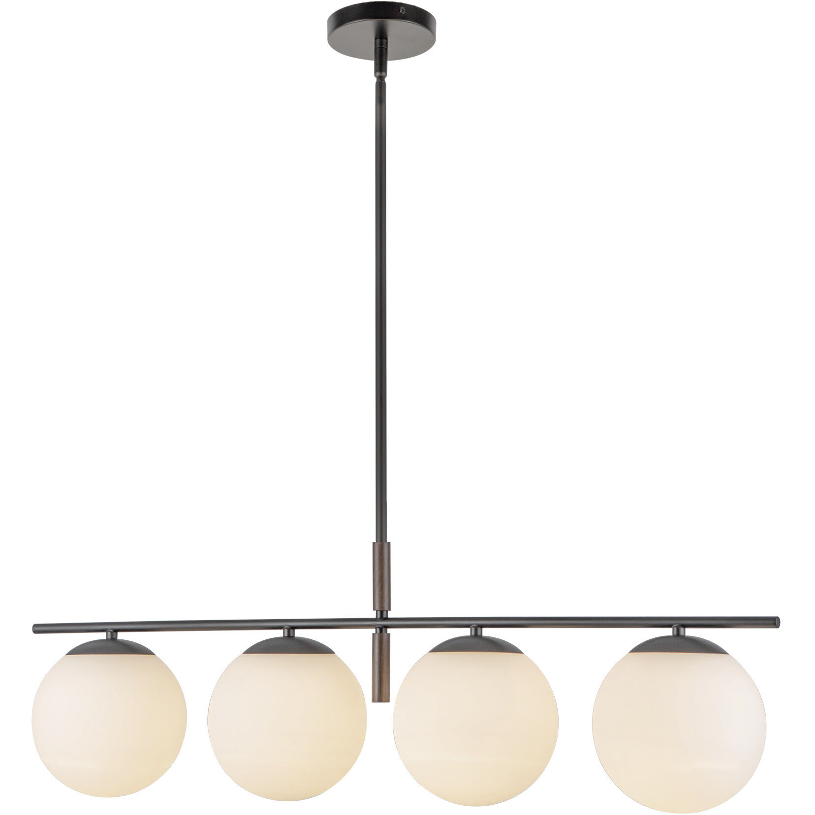 Alora Mood Zuri 4 Light 37 inch Matte Black/Opal Glass Linear Pendant Ceiling Light