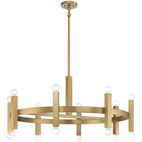 Contemporary 16 Light 40.5 inch Natural Brass Chandelier Ceiling Light
