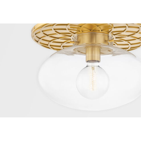 New Paltz 1 Light 18.25 inch Aged Brass Semi Flush Ceiling Light