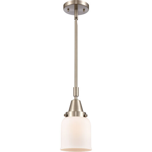 Franklin Restoration Small Bell LED 5 inch Brushed Satin Nickel Mini Pendant Ceiling Light in Matte White Glass