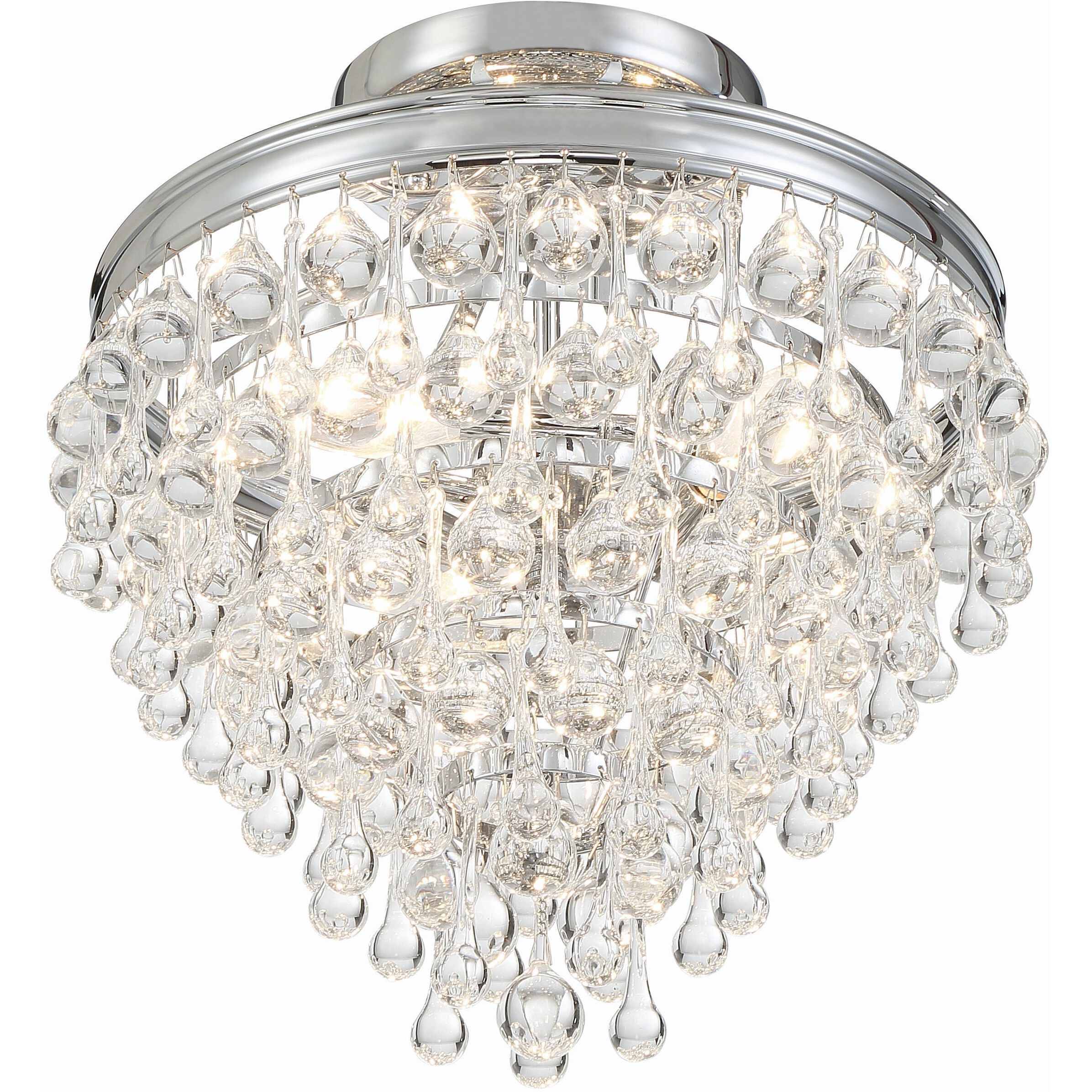 Calypso 3 Light 13 inch Polished Chrome Semi Flush Ceiling Light