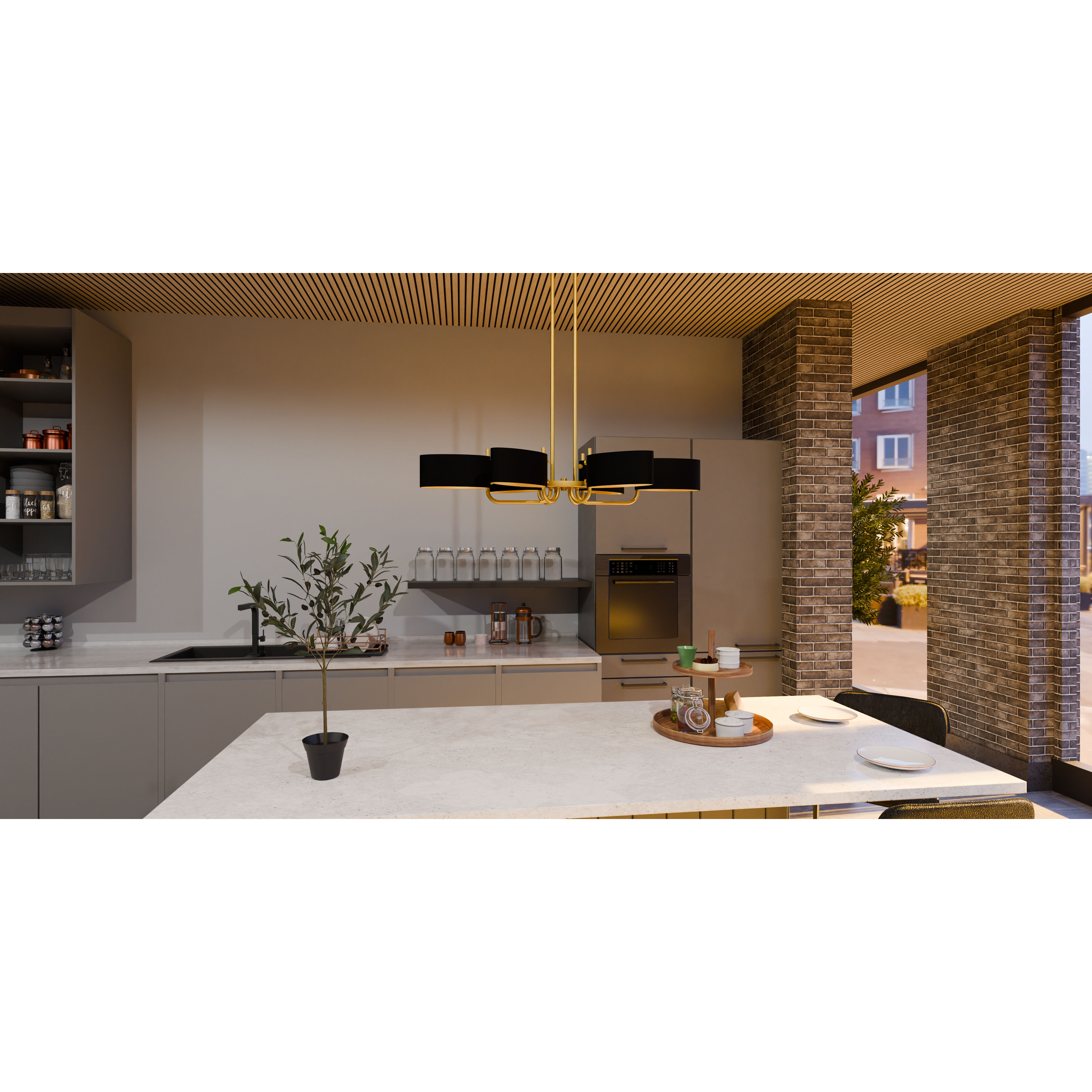 Madden 6 Light 41.5 inch Aged Brass Island Light Ceiling Light