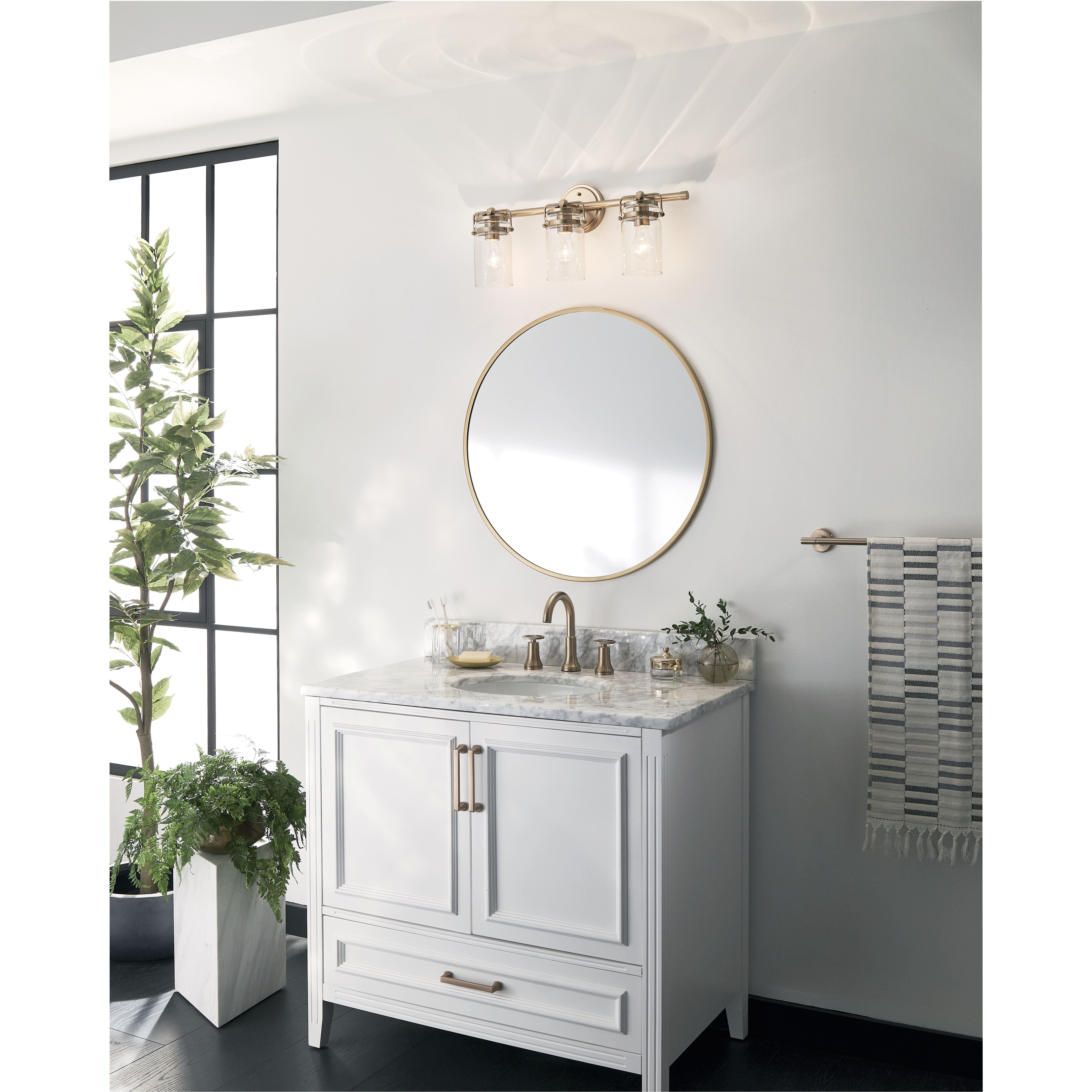 Brinley 3 Light 24 inch Champagne Bronze Bath Vanity Light Wall Light