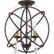 Aria 3 Light 16 inch Bronze Convertible Chandelier / Semi Flush Ceiling Light