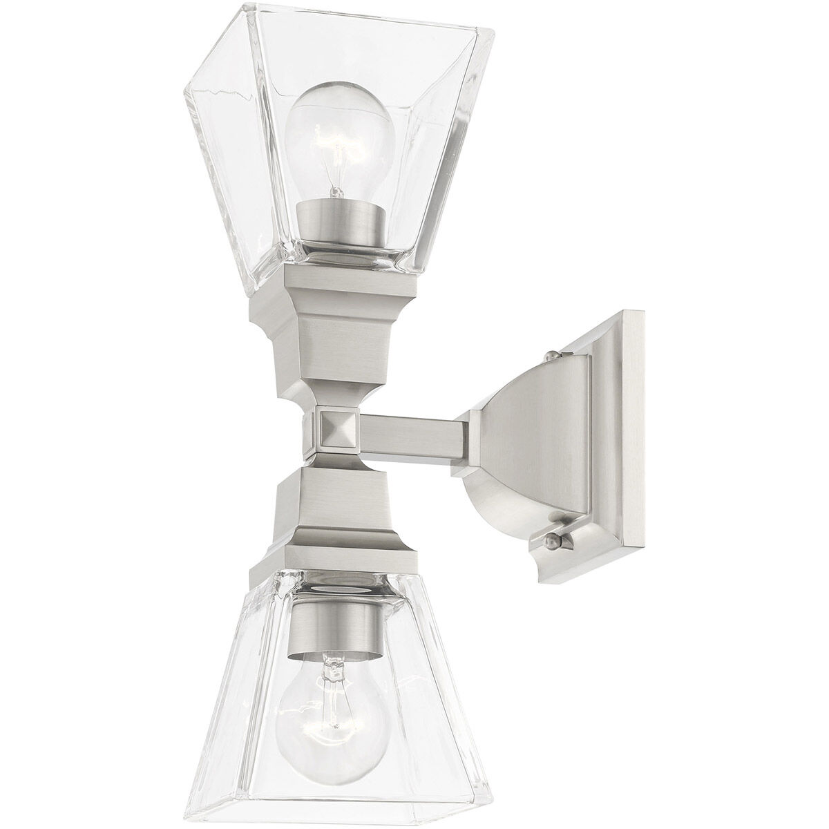 Mission 2 Light 5 inch Brushed Nickel Sconce Wall Light