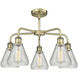 Conesus 5 Light 24 inch Antique Brass and Clear Crackle Chandelier Ceiling Light