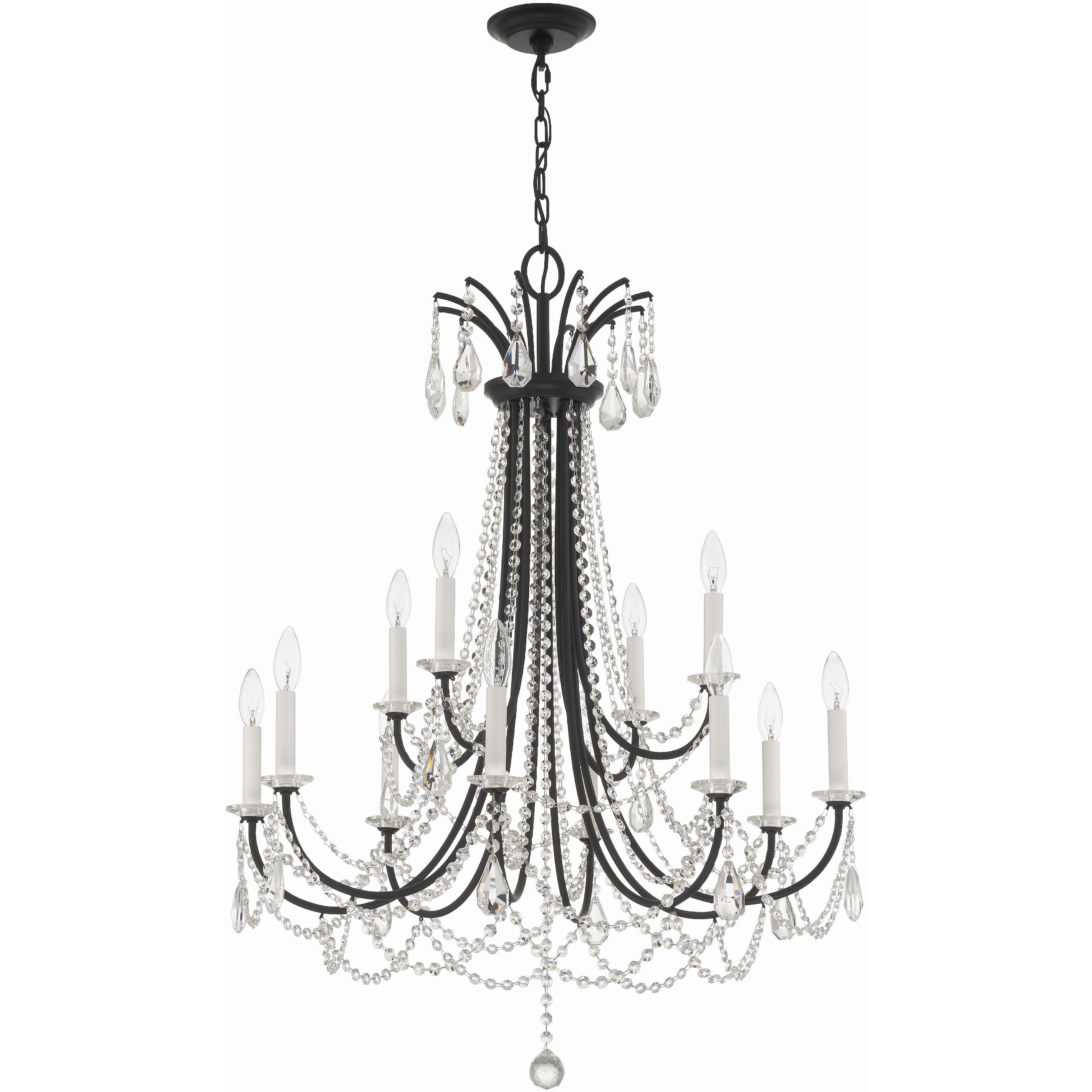 Karrington 12 Light 30 inch Matte Black Chandelier Ceiling Light