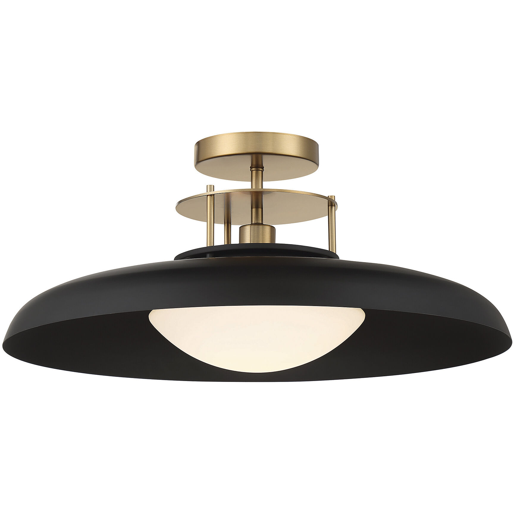 Gavin 1 Light 20 inch Black with Warm Brass Accents Semi-Flush Ceiling Light