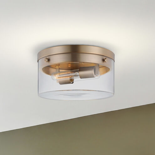 Intersection 2 Light 14 inch Burnished Brass Flush Ceiling Light