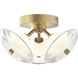 Alora Mood Hera LED 12.5 inch Brushed Gold and Clear Ribbed Glass Flush Mount Ceiling Light