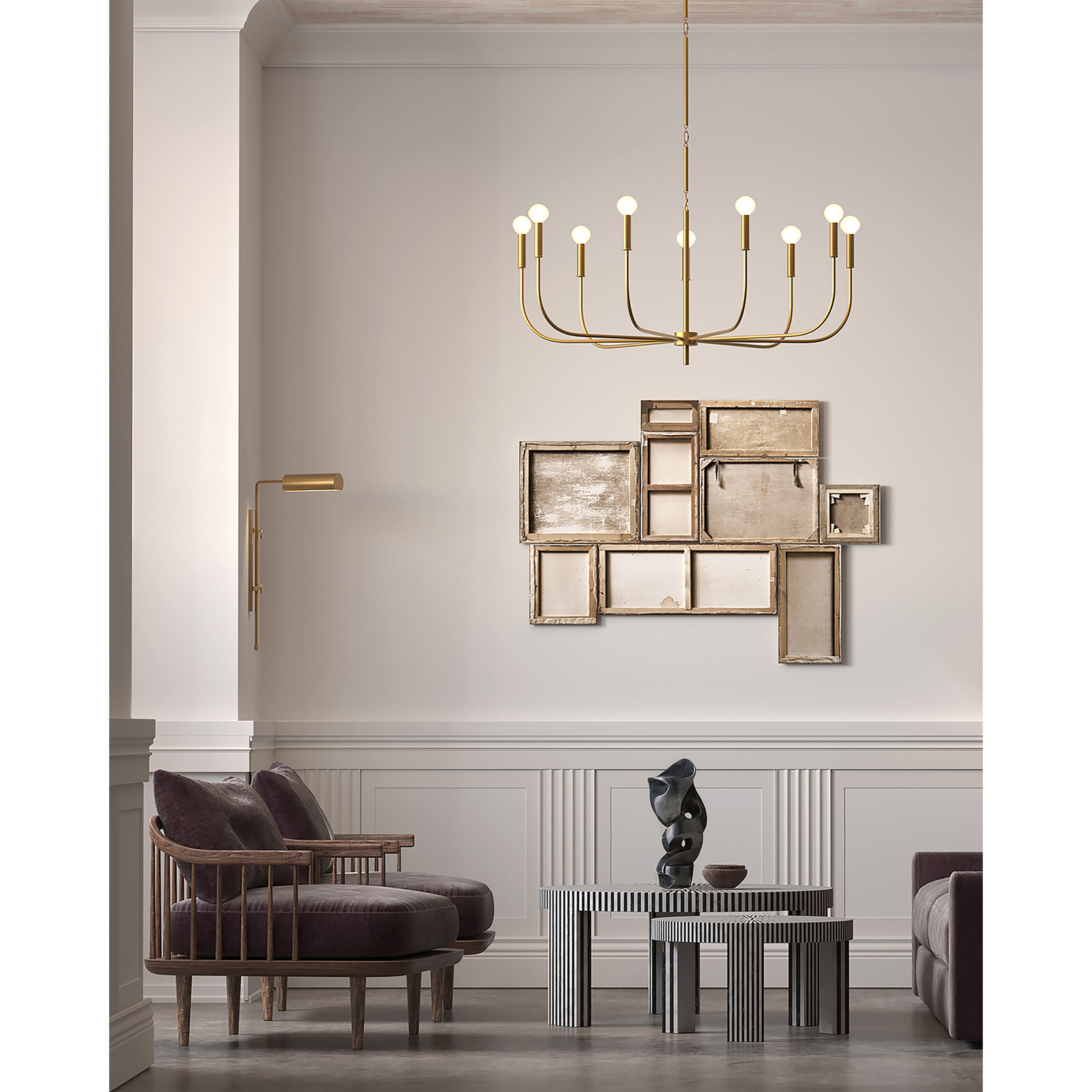 Lepanto 9 Light 48 inch Brushed Brass Chandelier Ceiling Light