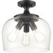 Ashford 3 Light 13 inch Matte Black Indoor Semi-Flush Ceiling Light