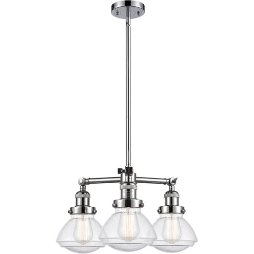 Franklin Restoration Olean 3 Light 18.75 inch Polished Chrome Chandelier Ceiling Light in Seedy Glass, Franklin Restoration