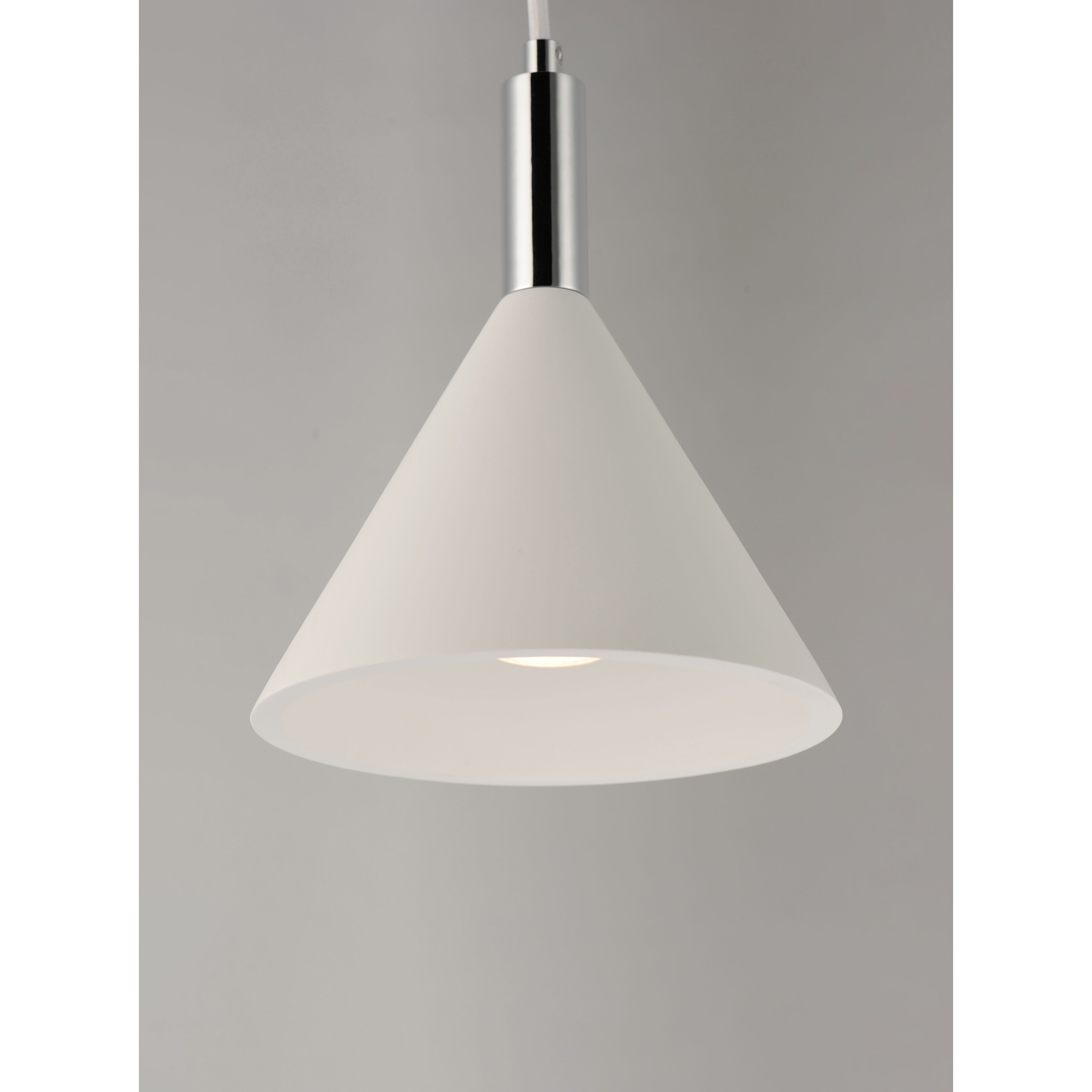 Funnel LED 7.75 inch White and Polished Chrome Single Pendant Ceiling Light
